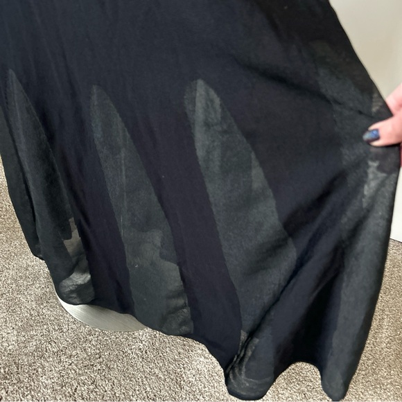 SANDRO Paris EU 36 US 4 Black Maxi Dress Sheer Godet Skirt Fit Flare Open Back - Picture 4 of 10